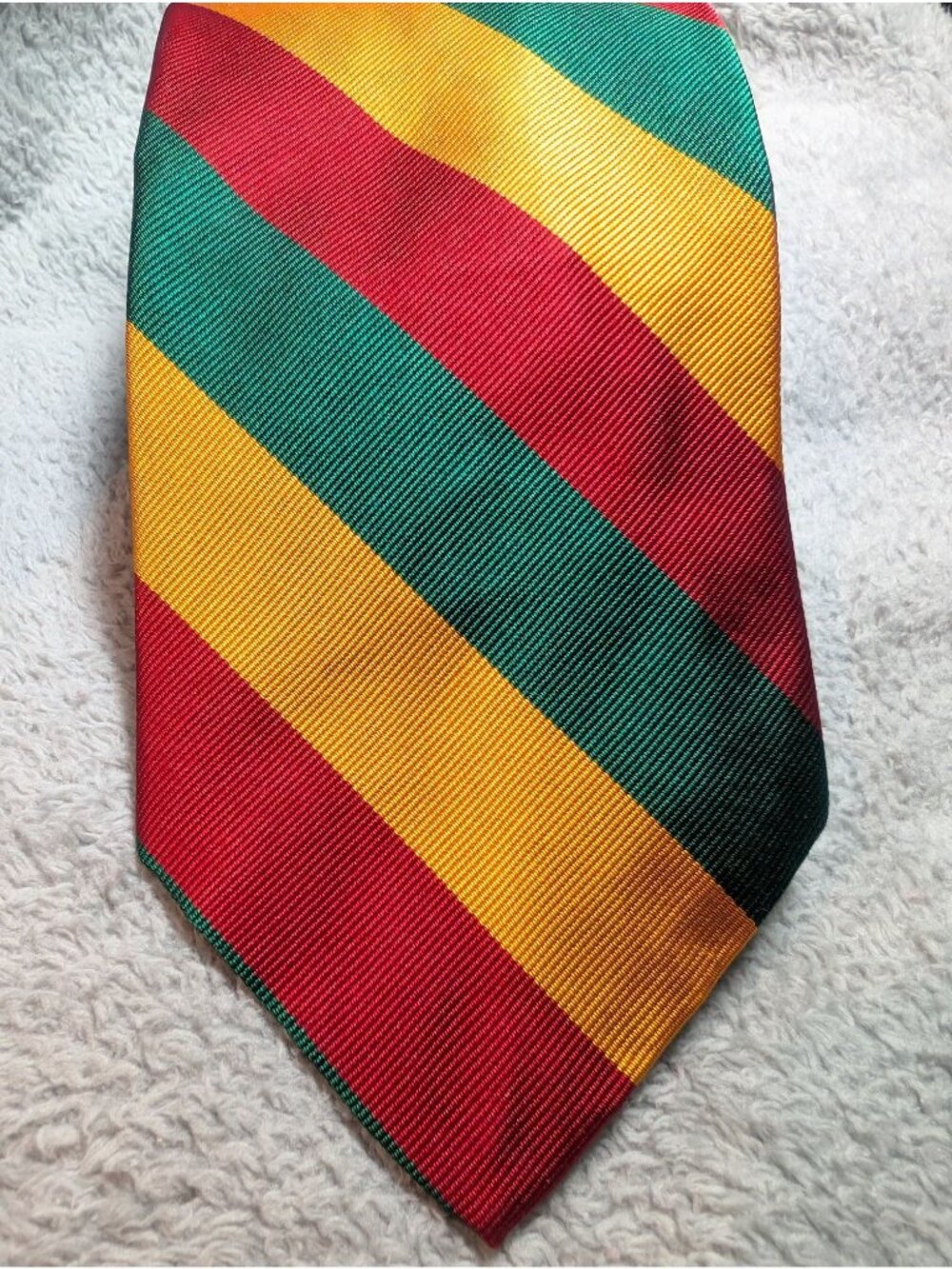 Abercrombie & Fitch Handmade Silk Tie Red Green Yellow Striped Made In USA